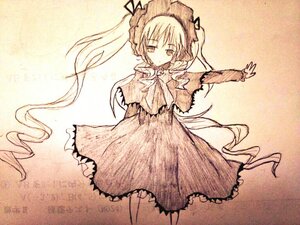 Rating: Safe Score: 0 Tags: 1girl blush bow bowtie capelet dress eyebrows_visible_through_hair image long_hair long_sleeves looking_at_viewer monochrome shinku solo standing twintails very_long_hair User: admin