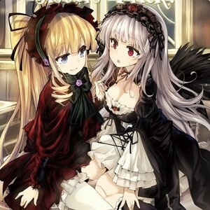 Rating: Safe Score: 0 Tags: 2girls blonde_hair blue_eyes bonnet bow breasts cleavage doll_joints dress flower frills gothic_lolita hairband image joints lolita_fashion lolita_hairband long_hair long_sleeves medium_breasts multiple_girls pair red_eyes rose shinku silver_hair suigintou thighhighs very_long_hair white_legwear wide_sleeves wings User: admin