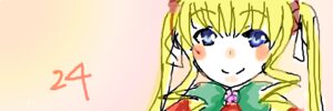 Rating: Safe Score: 0 Tags: 1girl blonde_hair blue_eyes blush eyebrows_visible_through_hair image long_hair looking_at_viewer shinku simple_background smile solo twintails User: admin