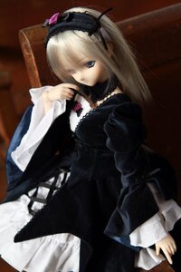 Rating: Safe Score: 0 Tags: 1girl bangs black_dress blonde_hair blue_eyes doll dress flower frills hairband lolita_fashion long_sleeves looking_at_viewer ribbon rose solo suigintou User: admin