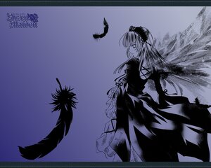 Rating: Safe Score: 0 Tags: 1girl bird dress feathers flower frills hairband image long_hair long_sleeves monochrome profile rose solo suigintou very_long_hair wings User: admin