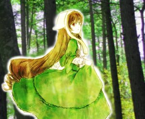 Rating: Safe Score: 0 Tags: 1girl blonde_hair blurry blurry_background blurry_foreground brown_hair depth_of_field dress drill_hair green_dress green_theme image long_hair long_sleeves looking_at_viewer outdoors puffy_sleeves red_eyes ringlets solo suiseiseki twin_drills very_long_hair User: admin