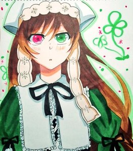 Rating: Safe Score: 0 Tags: 1girl brown_hair dress green_dress green_eyes hat head_scarf heterochromia image long_hair looking_at_viewer red_eyes solo suiseiseki traditional_media upper_body User: admin
