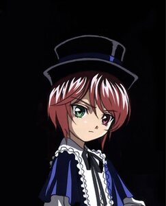 Rating: Safe Score: 0 Tags: 1girl black_background closed_mouth frills green_eyes hat heterochromia image long_sleeves looking_at_viewer red_eyes short_hair simple_background solo souseiseki top_hat upper_body User: admin