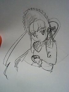 Rating: Safe Score: 0 Tags: 1girl full_body greyscale image long_sleeves looking_at_viewer monochrome photo shinku simple_background sketch solo traditional_media User: admin