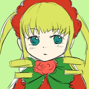 Rating: Safe Score: 0 Tags: 1girl bangs blonde_hair bonnet dress flower green_background image long_hair looking_at_viewer rose shinku sidelocks simple_background solo upper_body User: admin