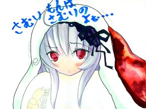 Rating: Safe Score: 0 Tags: 1girl bangs blush eyebrows_visible_through_hair image looking_at_viewer red_eyes ribbon solo suigintou traditional_media white_background User: admin