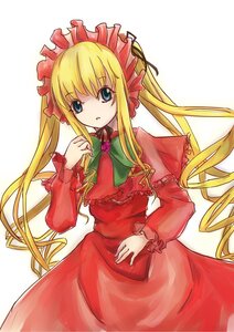 Rating: Safe Score: 0 Tags: 1girl blonde_hair blue_eyes bow bowtie capelet dress drill_hair flower image long_hair long_sleeves looking_at_viewer red_dress shinku sidelocks simple_background solo twintails very_long_hair white_background User: admin