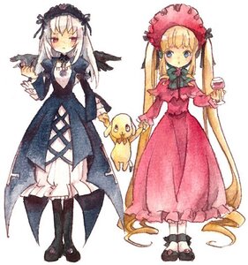 Rating: Safe Score: 0 Tags: 2girls black_wings blonde_hair blue_eyes blush bonnet bow commentary_request cup dress drill_hair drinking_glass frills hairband image kunkun long_hair long_sleeves looking_at_viewer multiple_girls nesu_(nsm888) painting_(medium) pair pipe red_eyes rozen_maiden shinku silver_hair simple_background standing suigintou traditional_media twintails very_long_hair watercolor_(medium) white_background wine_glass wings User: admin