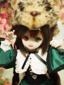 Rating: Safe Score: 0 Tags: 1girl :d animal blurry blurry_background blurry_foreground brown_hair depth_of_field doll green_eyes heterochromia long_sleeves looking_at_viewer open_mouth red_eyes short_hair smile solo suiseiseki User: admin