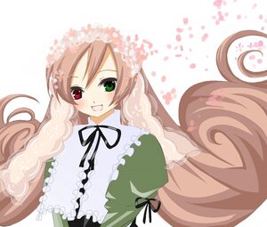 Rating: Safe Score: 0 Tags: 1girl :d blush brown_hair dress frills green_dress green_eyes heterochromia image long_hair long_sleeves looking_at_viewer open_mouth pink_hair red_eyes ribbon smile solo striped suiseiseki vertical_stripes very_long_hair User: admin