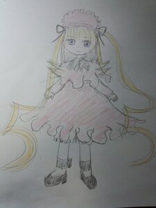 Rating: Safe Score: 0 Tags: 1girl black_footwear blonde_hair blue_eyes dress full_body image long_hair long_sleeves looking_at_viewer photo red_dress shinku shoes simple_background solo standing traditional_media very_long_hair watercolor_(medium) white_background User: admin