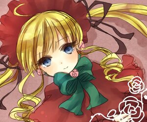 Rating: Safe Score: 0 Tags: 1girl blonde_hair blue_eyes blush bonnet bow bowtie dress drill_hair flower green_bow image long_hair long_sleeves looking_at_viewer rose shinku solo twin_drills twintails User: admin