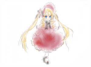 Rating: Safe Score: 0 Tags: 1girl blonde_hair blue_eyes dress full_body image long_hair long_sleeves red_dress shinku solo standing twintails very_long_hair white_background User: admin