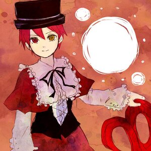 Rating: Safe Score: 0 Tags: 1boy capelet hat heterochromia image long_sleeves red_eyes red_hair ribbon short_hair solo souseiseki User: admin