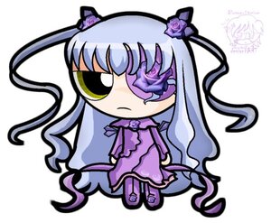 Rating: Safe Score: 0 Tags: 1girl barasuishou chibi dress eyepatch flower image long_hair purple_dress purple_flower purple_rose rose solo striped vertical_stripes very_long_hair User: admin