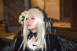 Rating: Safe Score: 0 Tags: 1girl 3d bangs blurry blurry_background closed_mouth depth_of_field gothic_lolita indoors lace lips long_hair photo red_eyes solo suigintou upper_body User: admin