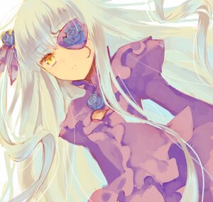 Rating: Safe Score: 0 Tags: 1girl bangs barasuishou blue_flower blue_rose dress expressionless eyepatch flower image long_hair long_sleeves looking_at_viewer purple_dress purple_flower rose silver_hair solo upper_body very_long_hair yellow_eyes User: admin