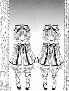 Rating: Safe Score: 0 Tags: 2girls bloomers bow dress drill_hair frilled_dress frills greyscale hair_bow hina_ichigo hinaichigo image long_sleeves monochrome multiple_girls ribbon shoes short_hair siblings sisters solo twintails User: admin