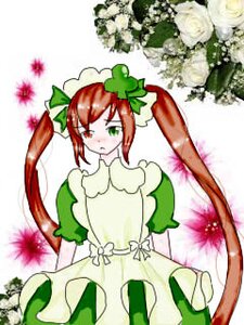 Rating: Safe Score: 0 Tags: 1girl blush bow brown_hair dress green_eyes heterochromia image long_hair red_eyes solo suiseiseki twintails User: admin