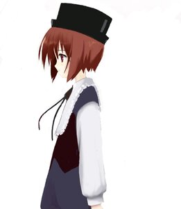 Rating: Safe Score: 0 Tags: 1girl black_headwear brown_eyes brown_hair closed_mouth from_side hat image long_sleeves profile short_hair simple_background solo souseiseki striped vest white_background User: admin