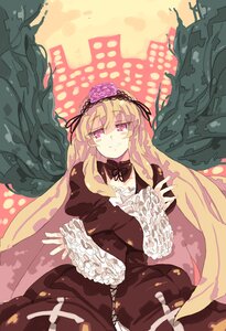 Rating: Safe Score: 0 Tags: 1girl black_dress blonde_hair blush cityscape cowboy_shot crossed_arms dress frilled_sleeves frills hairband head_tilt image long_hair long_sleeves looking_at_viewer pink_eyes ribbon rozen_maiden smile solo suigintou umitsuki very_long_hair wings User: admin
