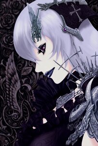 Rating: Safe Score: 0 Tags: 1girl black_flower black_rose eyelashes flower image portrait profile purple_eyes rose short_hair solo suigintou white_hair User: admin