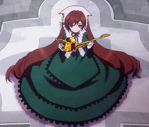 Rating: Safe Score: 0 Tags: 1girl brown_hair dress green_dress green_eyes heterochromia image long_hair long_sleeves looking_at_viewer red_eyes solo suiseiseki twintails very_long_hair watering_can User: admin