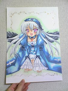 Rating: Safe Score: 0 Tags: 1girl black_wings blush detached_collar dress frilled_sleeves frills hairband image juliet_sleeves long_hair long_sleeves looking_at_viewer open_mouth photo pink_eyes puffy_sleeves purple_eyes simple_background smile solo suigintou traditional_media wings User: admin