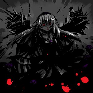 Rating: Safe Score: 0 Tags: 1girl caffein choker commentary_request dress flower hairband image long_hair long_sleeves looking_at_viewer monochrome red_eyes rose rozen_maiden silver_hair solo spot_color suigintou wings User: admin