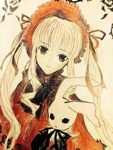 Rating: Safe Score: 0 Tags: 1girl black_ribbon blonde_hair dress expressionless flower image lace long_hair long_sleeves looking_at_viewer ribbon rose shinku solo traditional_media upper_body User: admin