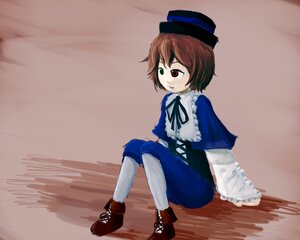 Rating: Safe Score: 0 Tags: 1girl blue_dress boots brown_hair capelet dress frills full_body hat heterochromia image long_sleeves pantyhose red_eyes ribbon short_hair sitting solo souseiseki User: admin