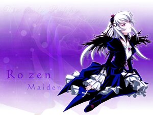 Rating: Safe Score: 0 Tags: 1girl dress frills hairband image long_hair long_sleeves purple_background purple_eyes ribbon silver_hair solo suigintou wings User: admin