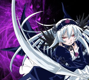 Rating: Safe Score: 0 Tags: 1girl dress flower frills hairband image lolita_hairband long_hair long_sleeves looking_at_viewer red_eyes rose silver_hair solo suigintou wings User: admin