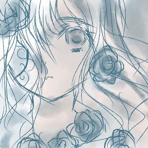 Rating: Safe Score: 0 Tags: 1girl bangs close-up closed_mouth eyebrows_visible_through_hair flower image kirakishou monochrome profile rose sketch solo User: admin