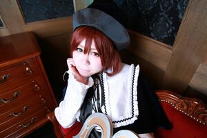 Rating: Safe Score: 0 Tags: 1girl brown_hair chair chin_rest hat heterochromia indoors long_sleeves looking_at_viewer red_eyes sitting solo souseiseki suiseiseki User: admin
