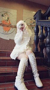 Rating: Safe Score: 0 Tags: 1girl boots dress kirakishou sitting solo white_hair wings User: admin