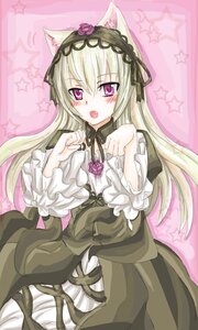 Rating: Safe Score: 0 Tags: 1girl animal_ears blush cat_ears dress flower frills gothic_lolita hairband image lolita_fashion lolita_hairband long_hair long_sleeves open_mouth pink_eyes pink_rose ribbon rose silver_hair solo star_(symbol) starry_background suigintou User: admin