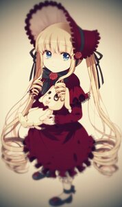 Rating: Safe Score: 0 Tags: 1girl blonde_hair blue_eyes blurry bonnet bow depth_of_field dress drill_hair flower full_body hat holding image long_hair long_sleeves looking_at_viewer red_dress ringlets rose shinku solo twin_drills twintails very_long_hair User: admin