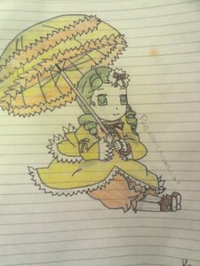 Rating: Safe Score: 0 Tags: 1girl bow dress drill_hair full_body green_eyes green_hair holding_umbrella image kanaria long_sleeves parasol rain solo umbrella User: admin