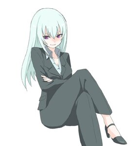 Rating: Safe Score: 0 Tags: 1girl cleavage crossed_arms crossed_legs formal high_heels image long_hair pant_suit purple_eyes sitting smile solo suigintou suit User: admin