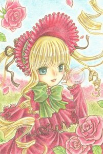 Rating: Safe Score: 0 Tags: 1girl blonde_hair blue_eyes bonnet bow bowtie dress drill_hair flower green_bow green_neckwear hat image long_hair long_sleeves looking_at_viewer marker_(medium) pastel_(medium) petals pink_flower pink_rose red_flower red_rose rose rose_petals shinku solo traditional_media twin_drills twintails watercolor_(medium) User: admin