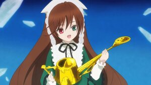 Rating: Safe Score: 0 Tags: 1girl :d brown_hair dress frills green_dress green_eyes heterochromia image long_hair long_sleeves looking_at_viewer open_mouth red_eyes ribbon smile solo suiseiseki very_long_hair watering_can User: admin
