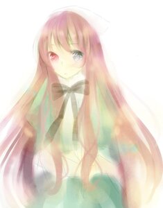 Rating: Safe Score: 0 Tags: 1girl dress green_dress heterochromia image long_hair long_sleeves looking_at_viewer red_eyes simple_background solo suiseiseki very_long_hair white_background User: admin