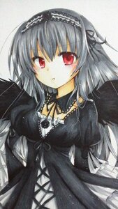 Rating: Safe Score: 0 Tags: 1girl black_dress black_ribbon closed_mouth dress flower frills gothic_lolita hairband image lolita_fashion long_hair long_sleeves looking_at_viewer pout puffy_sleeves red_eyes ribbon rose silver_hair solo suigintou traditional_media User: admin
