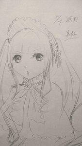 Rating: Safe Score: 0 Tags: 1girl greyscale image long_hair looking_at_viewer monochrome open_mouth shinku signature sketch solo traditional_media upper_body User: admin