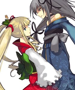 Rating: Safe Score: 0 Tags: 2girls blonde_hair blue_eyes face-to-face hair_ornament image japanese_clothes kimono long_hair lowe_(slow) multiple_girls off_shoulder pair photoshop_(medium) ponytail profile red_eyes ribbon rozen_maiden shinku sleeves_past_wrists suigintou twintails User: admin