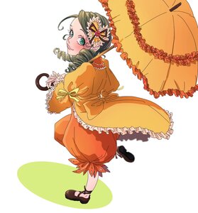 Rating: Safe Score: 0 Tags: 1girl blonde_hair bloomers bow dress drill_hair frills full_body green_eyes holding_umbrella image kanaria long_sleeves parasol pink_bow ribbon ringlets smile solo twin_drills umbrella underwear User: admin