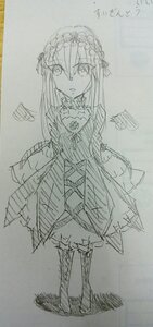 Rating: Safe Score: 0 Tags: 1girl bangs boots dress eyebrows_visible_through_hair full_body hair_between_eyes image long_hair long_sleeves looking_at_viewer monochrome open_mouth ribbon sketch solo standing suigintou traditional_media wide_sleeves User: admin