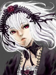 Rating: Safe Score: 0 Tags: 1girl black_ribbon flower hairband image looking_at_viewer red_eyes rose silver_hair simple_background solo suigintou User: admin